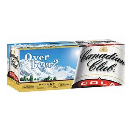 CANADIAN CLUB & COLA CANS 10 Pack 375ML