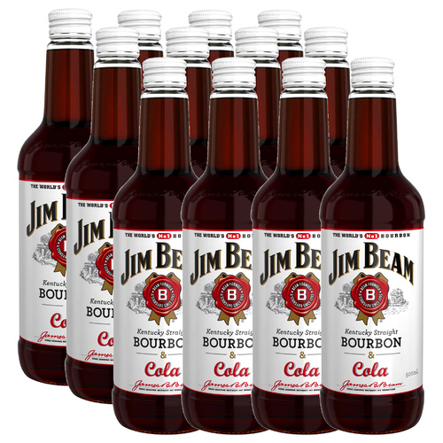 JIM BEAM & COLA 12x500mL BOTTLES